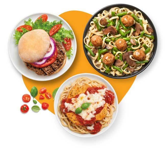 Various plates of food